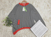 Orange-marineblau-weiß gestreiftes Longsleeve - HerbstStreifen