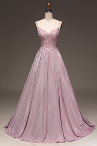 Glänzendes Blush A-Linien Ballkleid - Clara