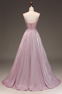Glänzendes Blush A-Linien Ballkleid - Clara