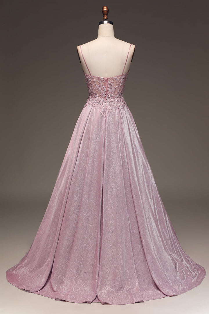 Glänzendes Blush A-Linien Ballkleid - Clara