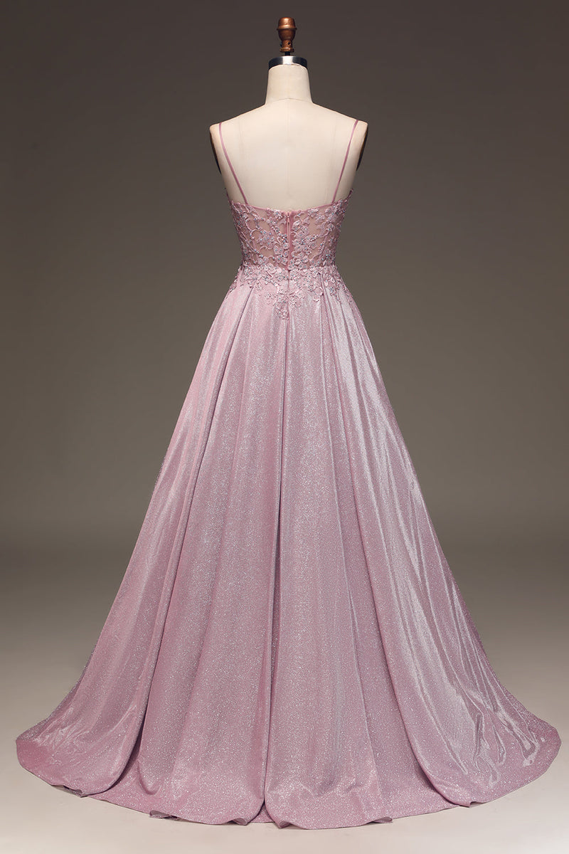 Glänzendes Blush A-Linien Ballkleid - Clara