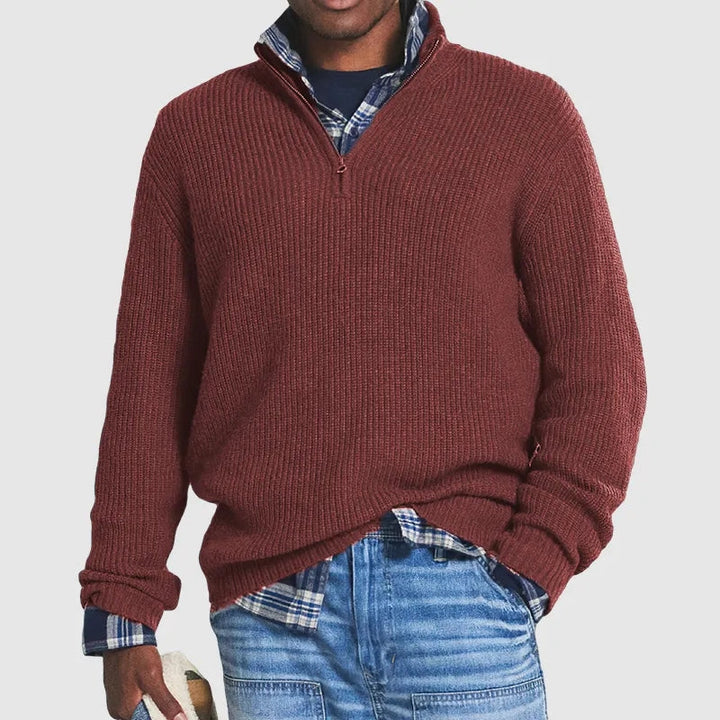 Bequemer Herrenpullover mit halbem Reißverschluss – Milan