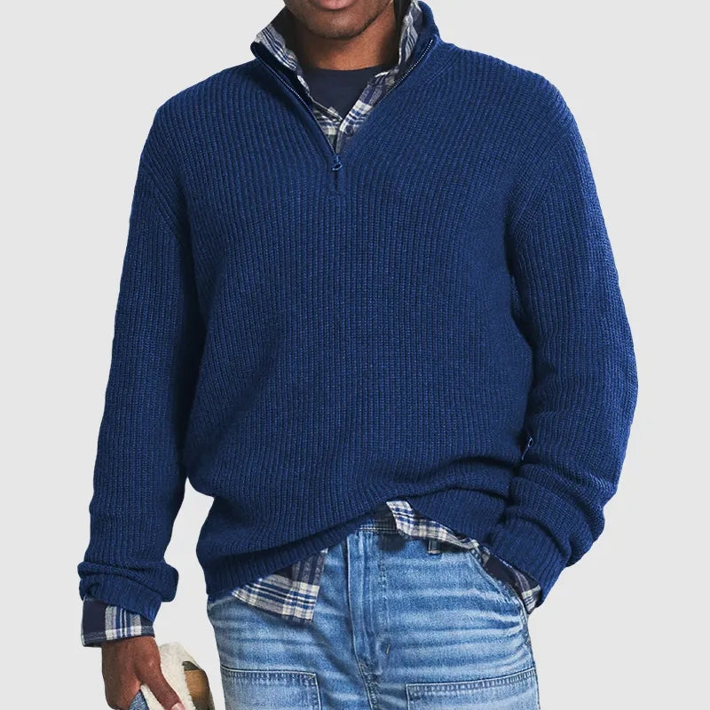Bequemer Herrenpullover mit halbem Reißverschluss – Milan