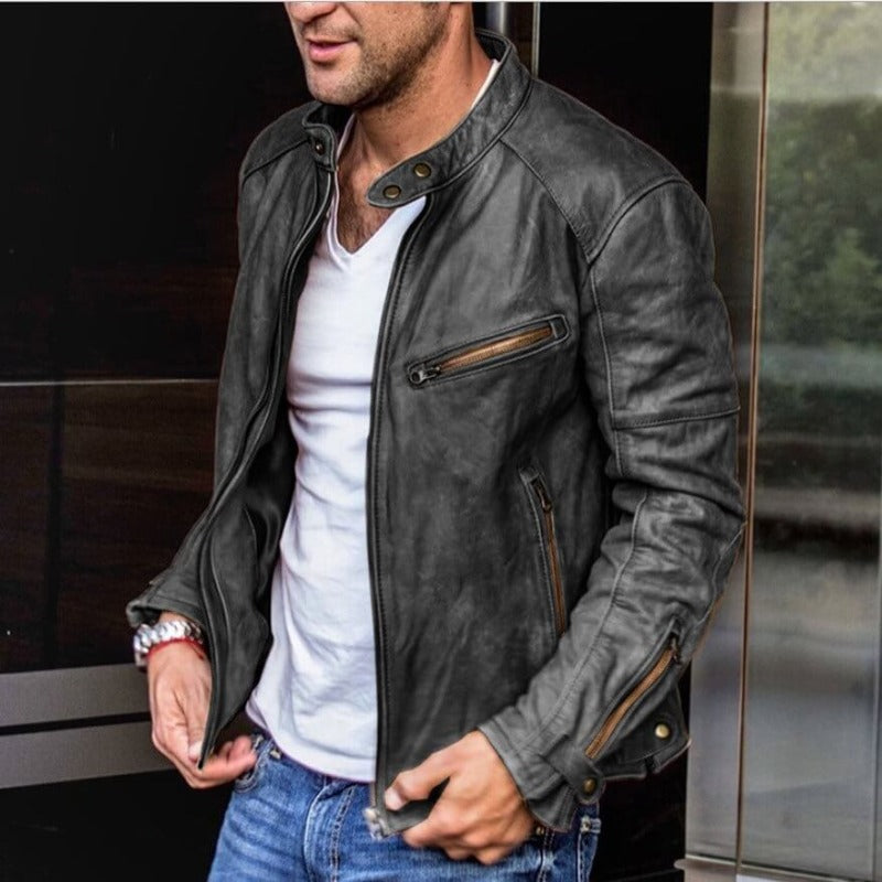 Leder Herrenjacke mit Wetterfester Beschichtung – Leandro