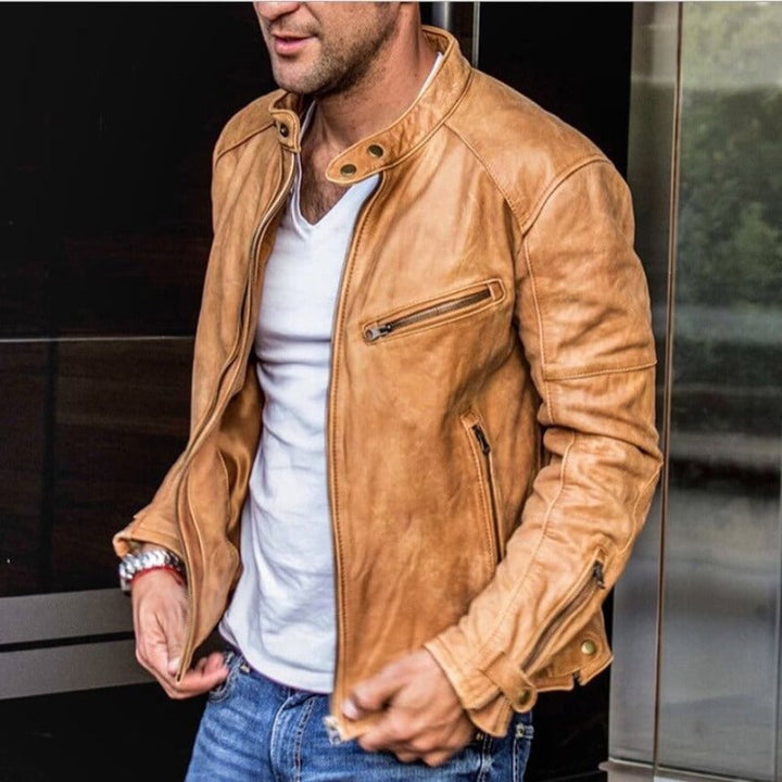 Leder Herrenjacke mit Wetterfester Beschichtung – Leandro