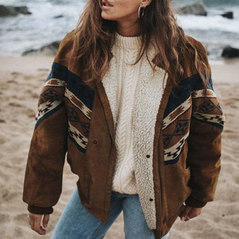 Warme Retro Pluchen Winterjas - Daisy