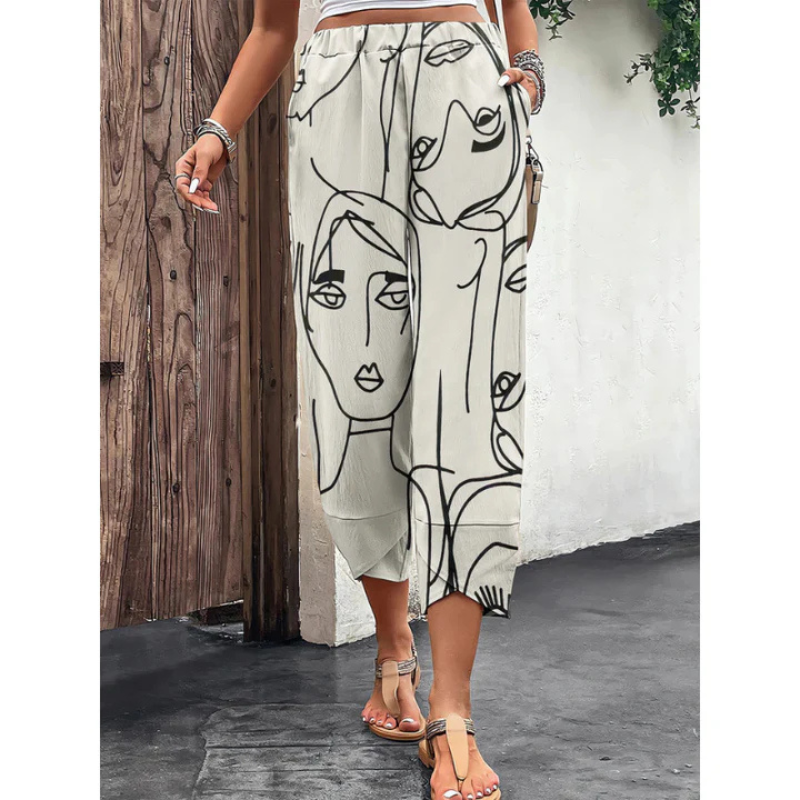 Casual Dames Zomerbroek met Wijde Pijpen en Elastische Band – Yara