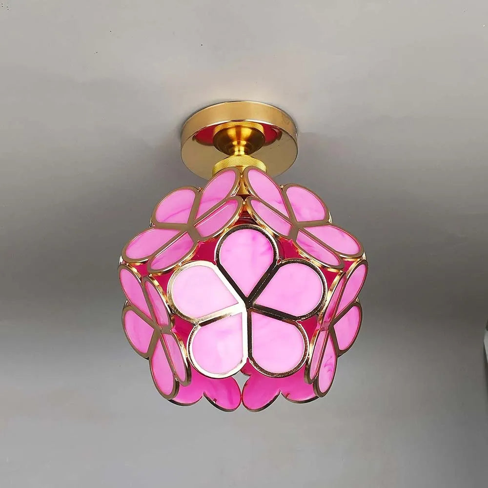 Künstlerische Glas-Deckenlampe mit Blumenmotiv - FlowerHall