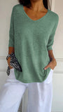 Gestricktes Damen Top mit V-Ausschnitt – Saphira