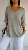 Gestricktes Damen Top mit V-Ausschnitt – Saphira