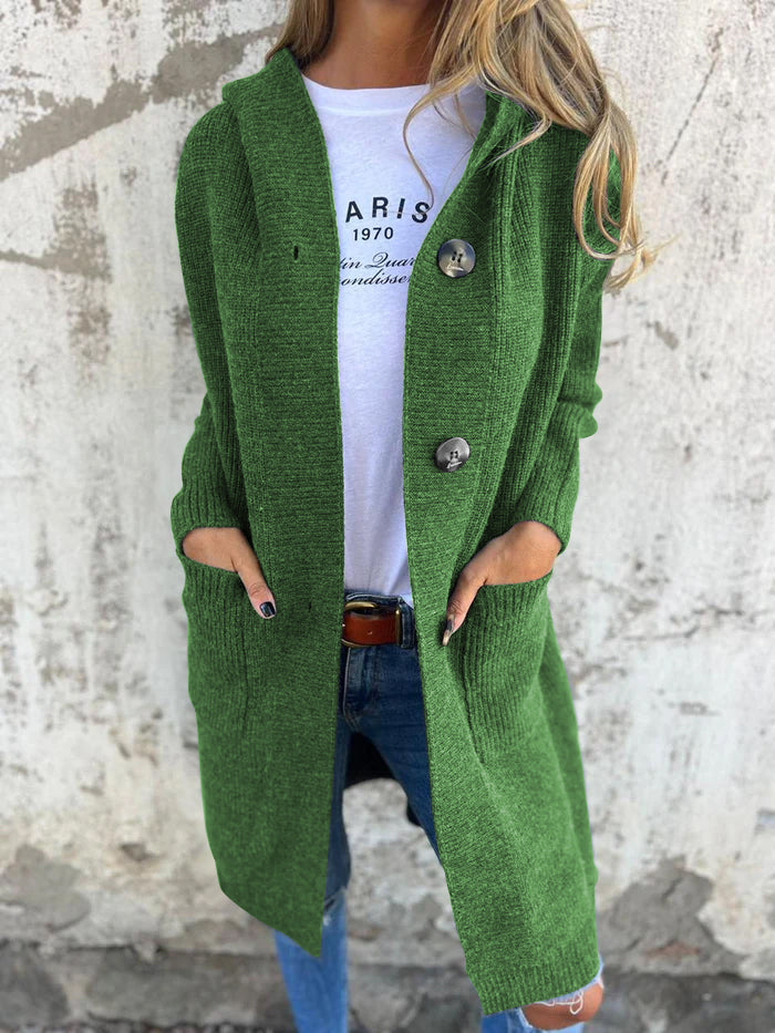 Gestrickte Lange Damenjacke mit Kapuze - Liv