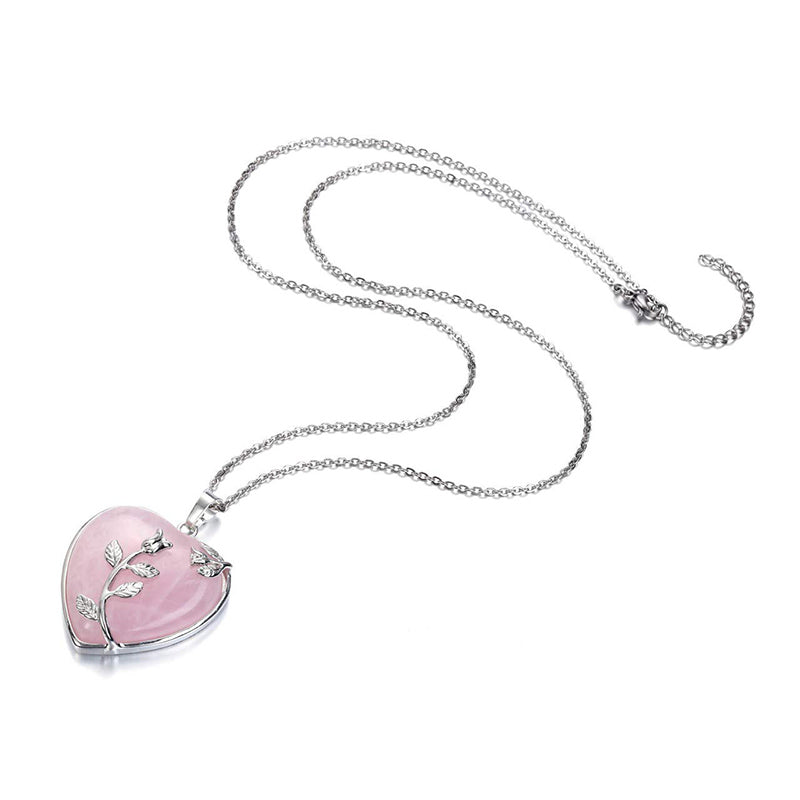 Stylish Heart-Shaped Rose Quartz Necklace - Amara