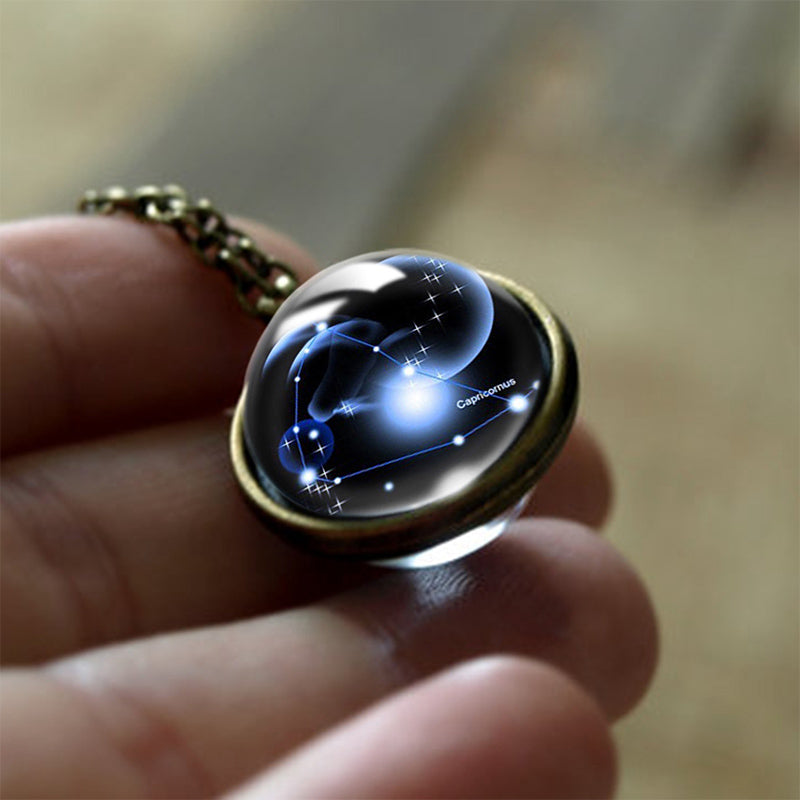 Glass 12 Zodiac Sign Protective Pendant - Sofia