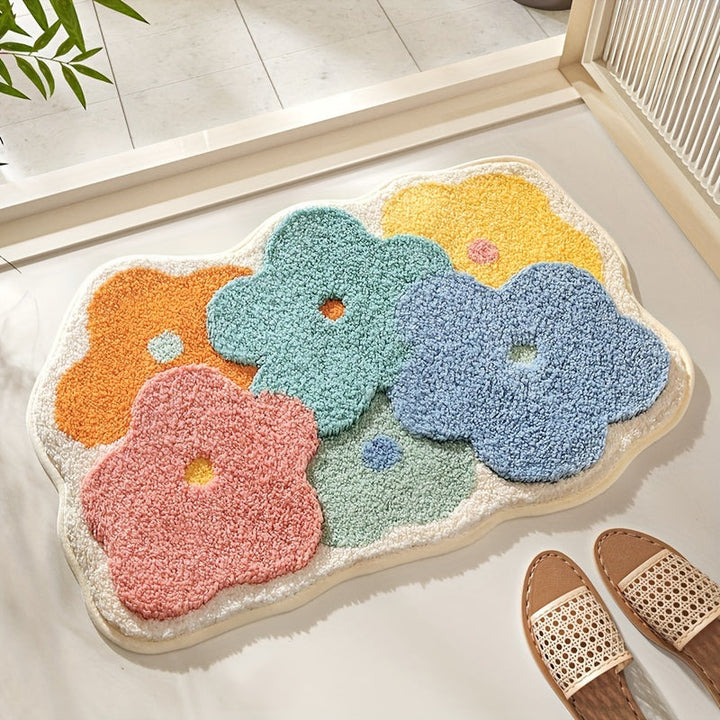 Luxury Bath Mat with Floral Pattern, Extra Soft and Absorbent - Florina
