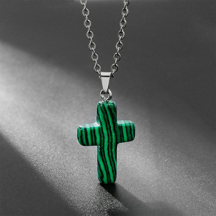 Halskette mit Kreuz aus Natürlichen Edelsteinen - Seraphina