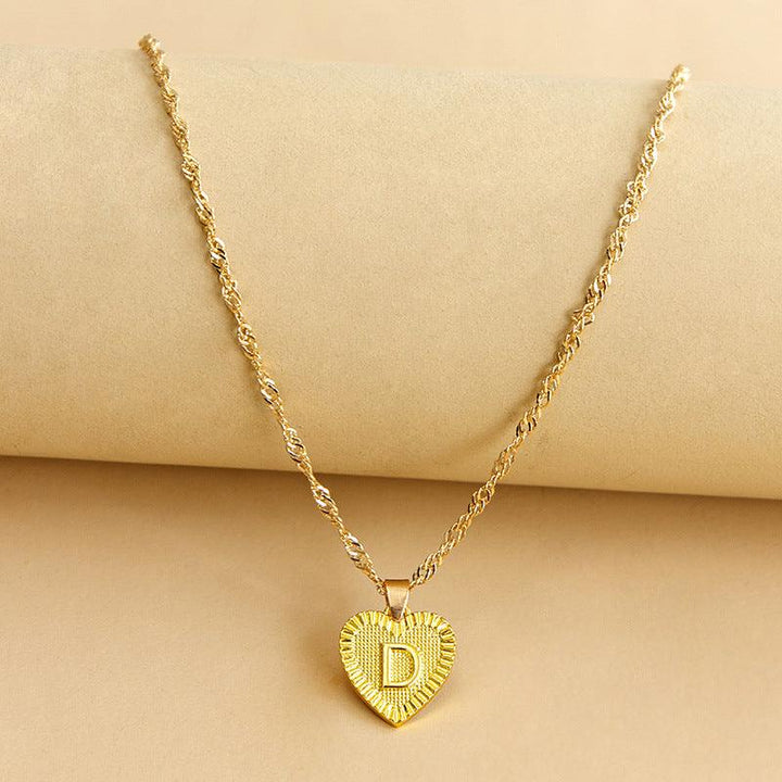 Goldene Initial Herz Anhänger Kette - Amara