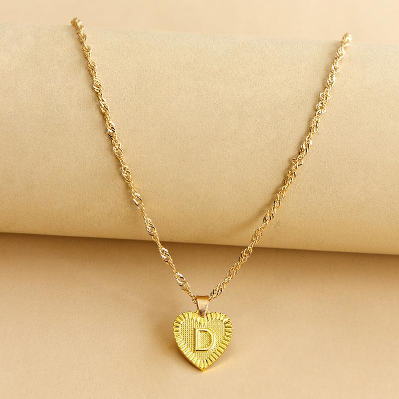 Goldene Initial Herz Anhänger Kette - Amara