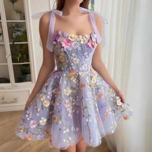 Tüll-Cocktailkleid mit Blumenapplikationen - Rosalie