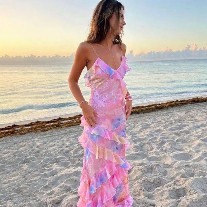 Buntes Sommerkleid mit Rüschen – Liora
