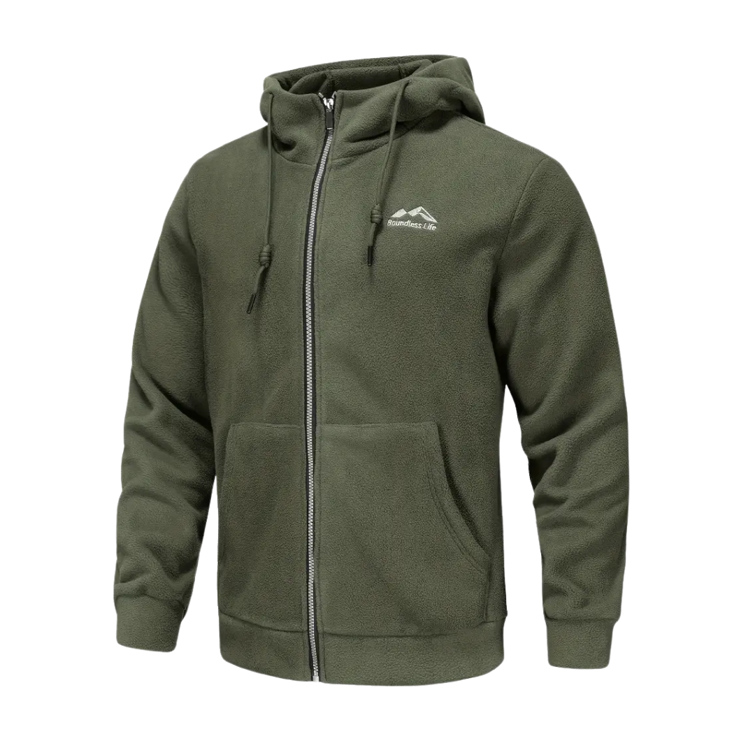 Heren fleecejack met capuchon en rits – Sören