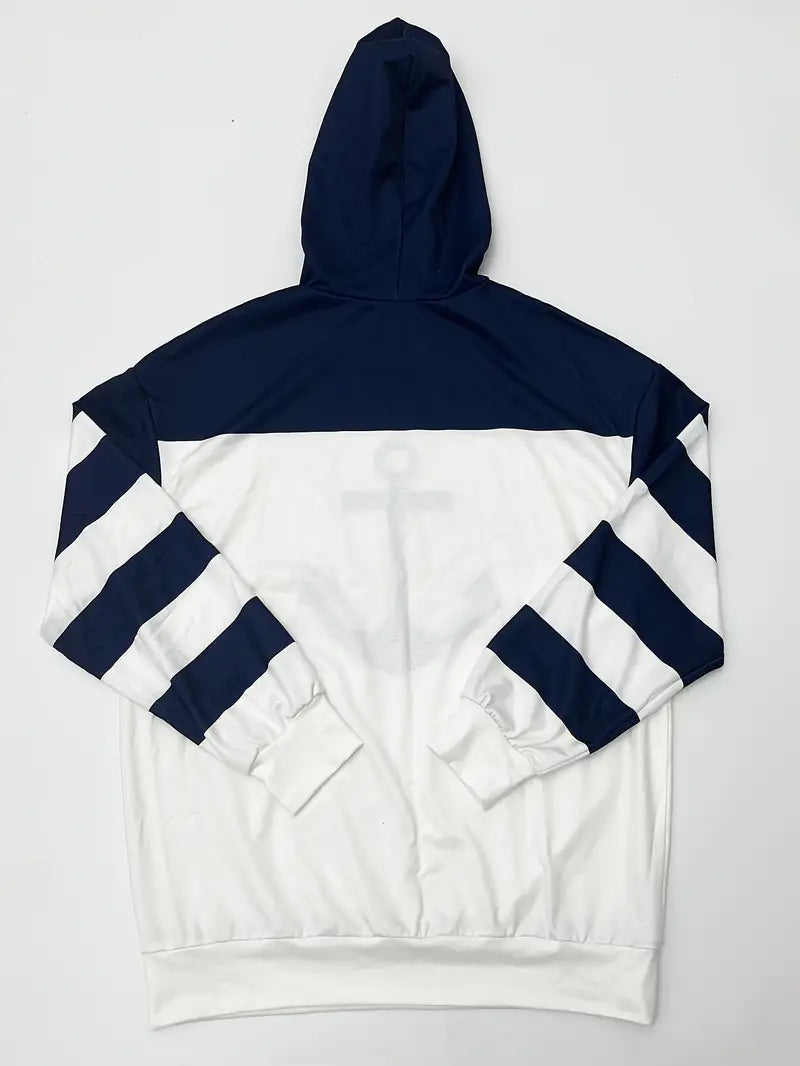 Hoodie with Anchor Print - Nautical Vibes