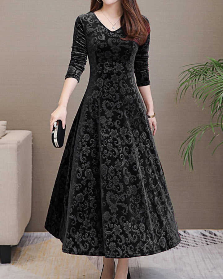 Midi-Kleid mit A-Linie & V-Ausschnitt – Amara