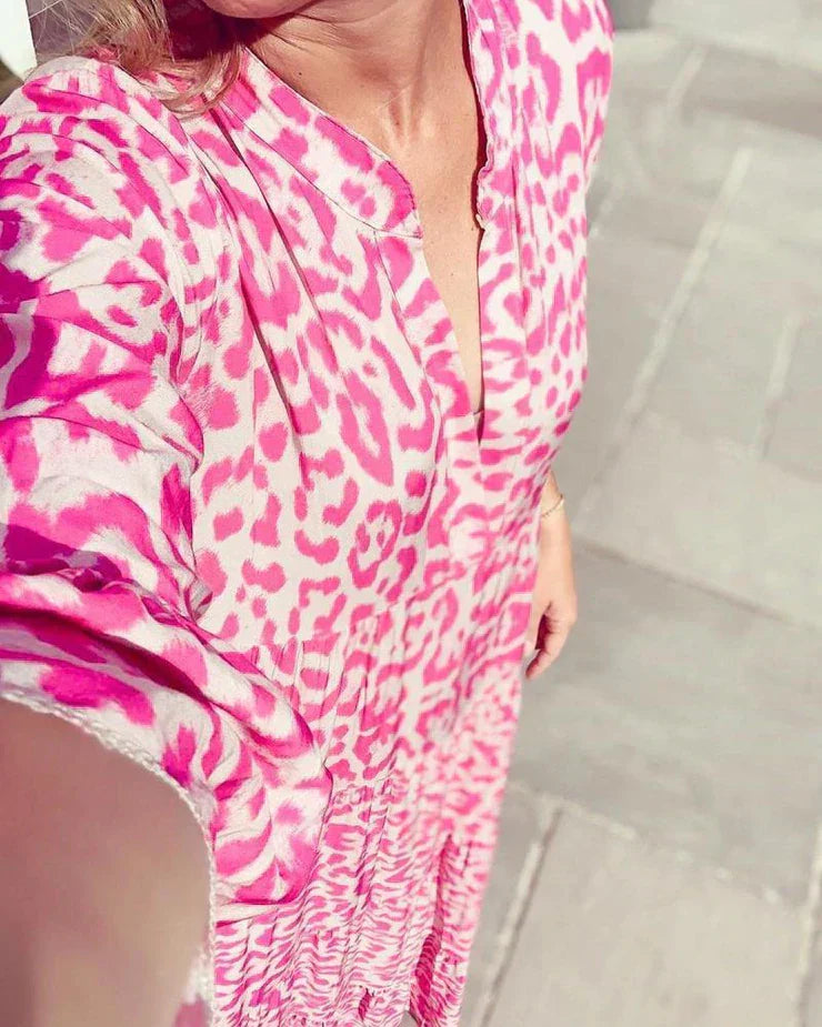 Trendiges Maxikleid mit rosa Leopardenmuster - ChicSafari