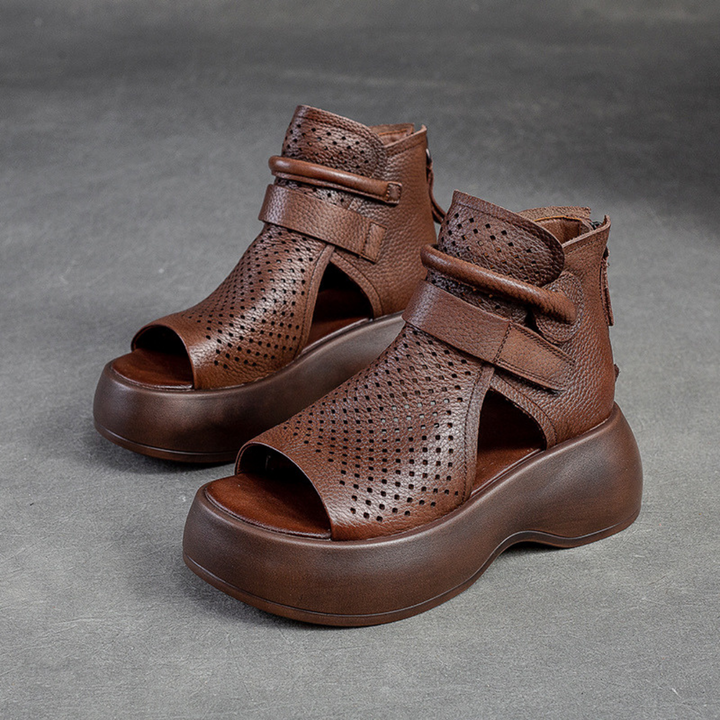 Orthopedische leren sandalen dames met schokabsorberende zool - Meike