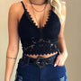 Sommer-Top mit V-Ausschnitt und Blumen-Spitze – Maevina