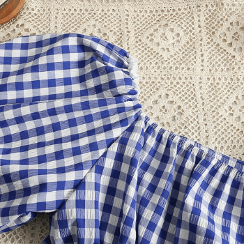 Modieuze damesjurk met vierkante halslijn en puffmouwen - Selina