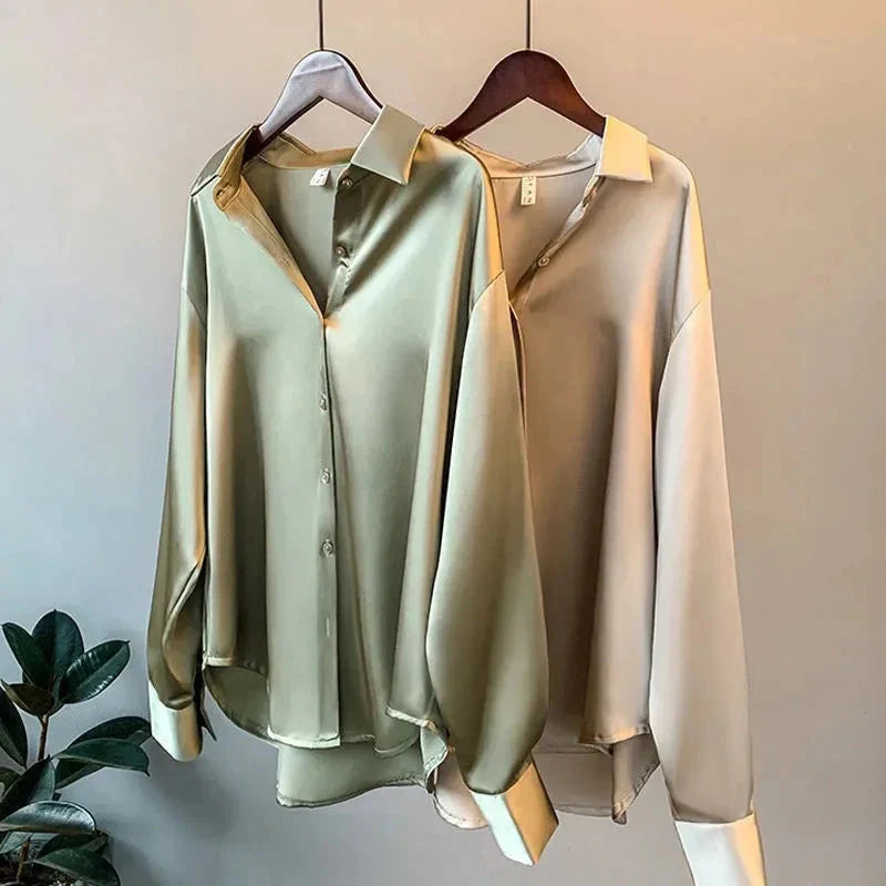 Stijlvolle Satijnen Dames Blouse - Elina
