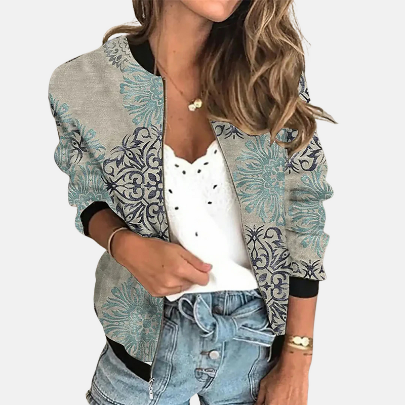 Damen Retro Bomberjacke mit Print - Zoë