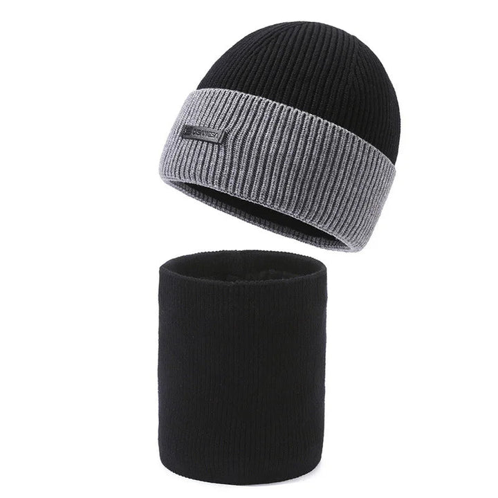 Wool Beanie Set | Cozy Knitted Men's Hat and Scarf