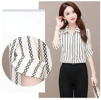 Stylish women's chiffon blouse with buttons & turned-down collar – Fenya