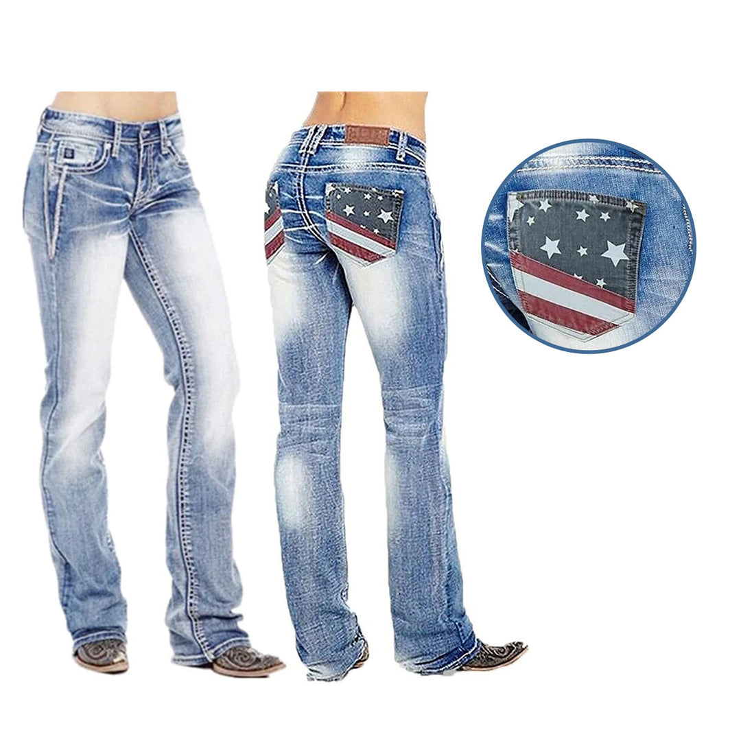 Women's Bootcut Jeans with Flag Details – Madison