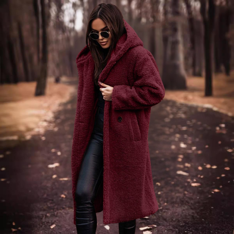 Long Women's Teddy Jacket with Hood – Maren