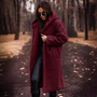 Lange Damen Teddyjacke mit Kapuze – Maren