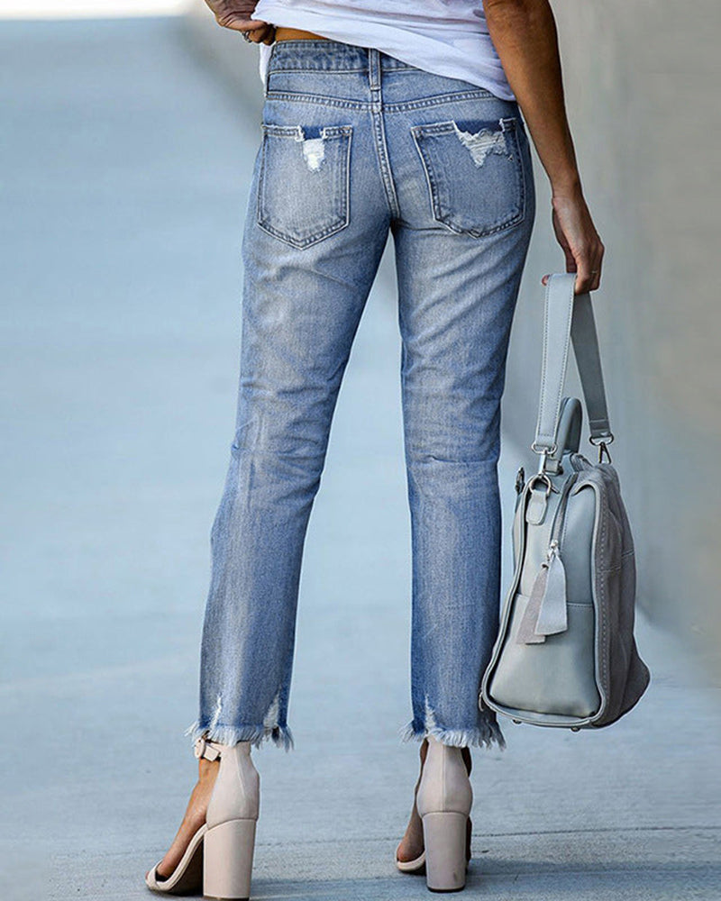 Women's Ripped Slim-Fit Jeans – Liora