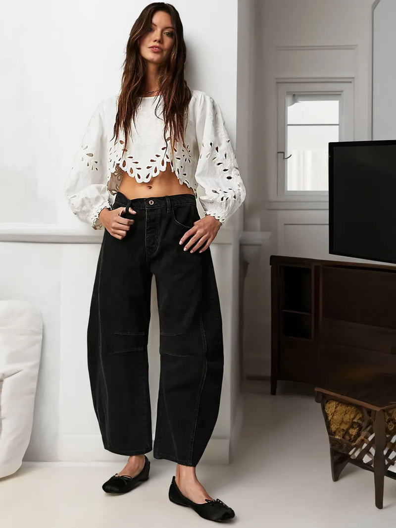 Trendige Mid-Rise Barrel Jeans - Livia