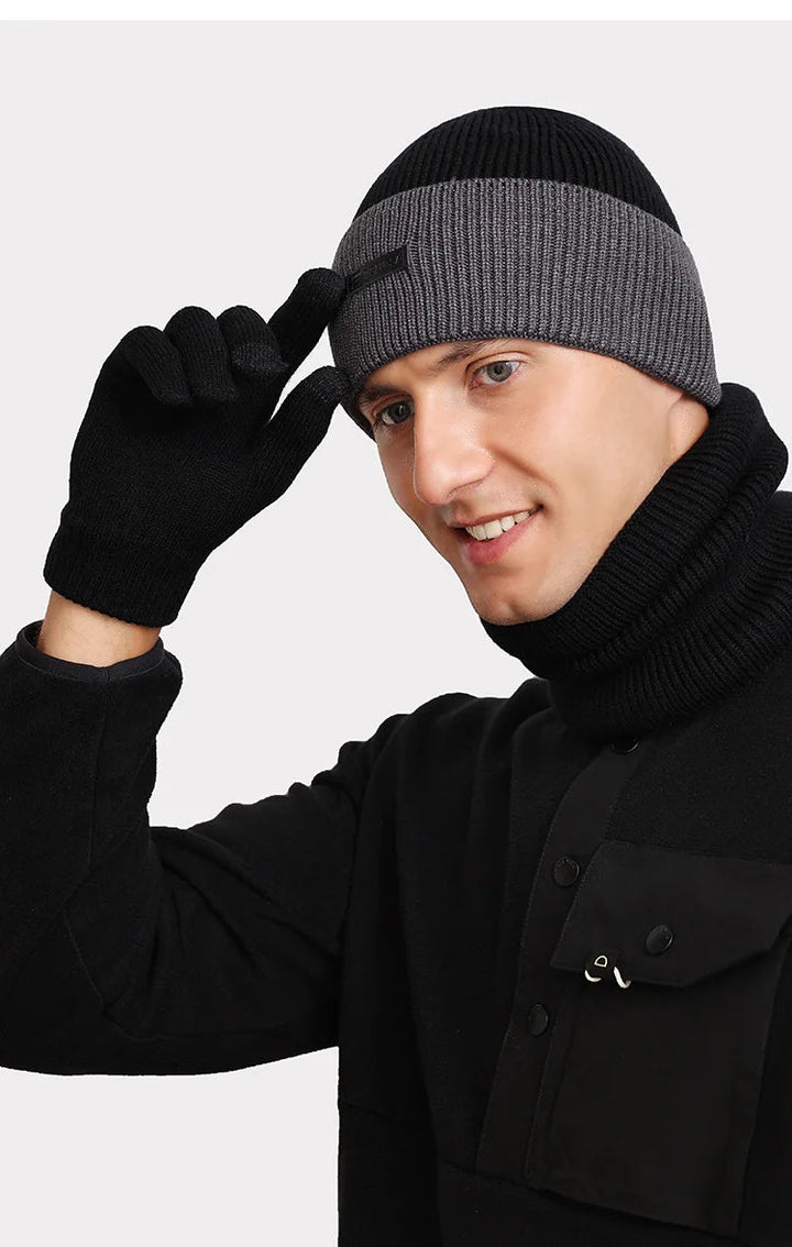 Wool Beanie Set | Cozy Knitted Men's Hat and Scarf