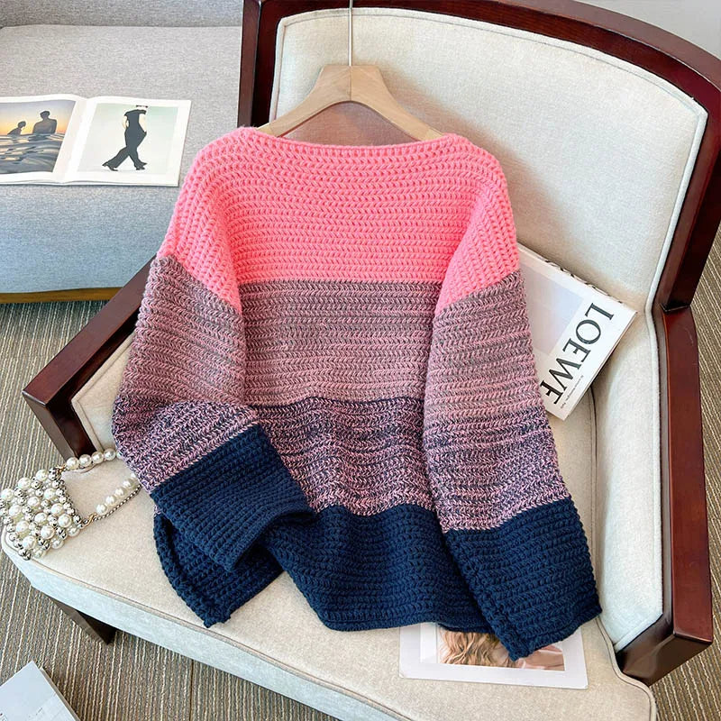 Oversized Damenpullover mit Patchwork-Design – Melina