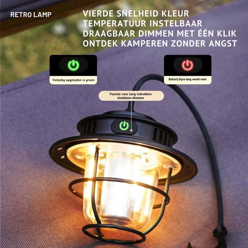 Tragbare LED Campinglampe - VintaGlow