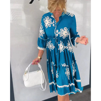 Trendiges Kleid mit Blumenmuster und 3/4 Ärmeln – Elin
