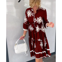 Trendiges Kleid mit Blumenmuster und 3/4 Ärmeln – Elin