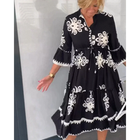 Trendiges Kleid mit Blumenmuster und 3/4 Ärmeln – Elin