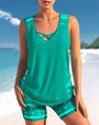 Trendige Bademode mit V-Ausschnitt und geometrischem Muster – Tankini-Set Madonna