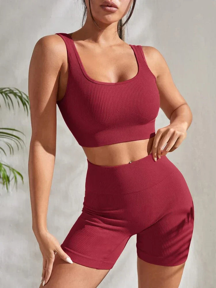Tweedelige Dames Fitnessset met Shorts en Top - Sienna