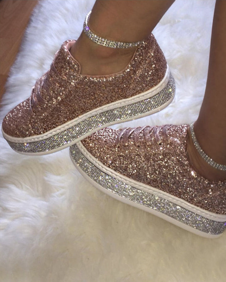 Stilvolle Plateau-Glitzer-Damensneaker - Sienna