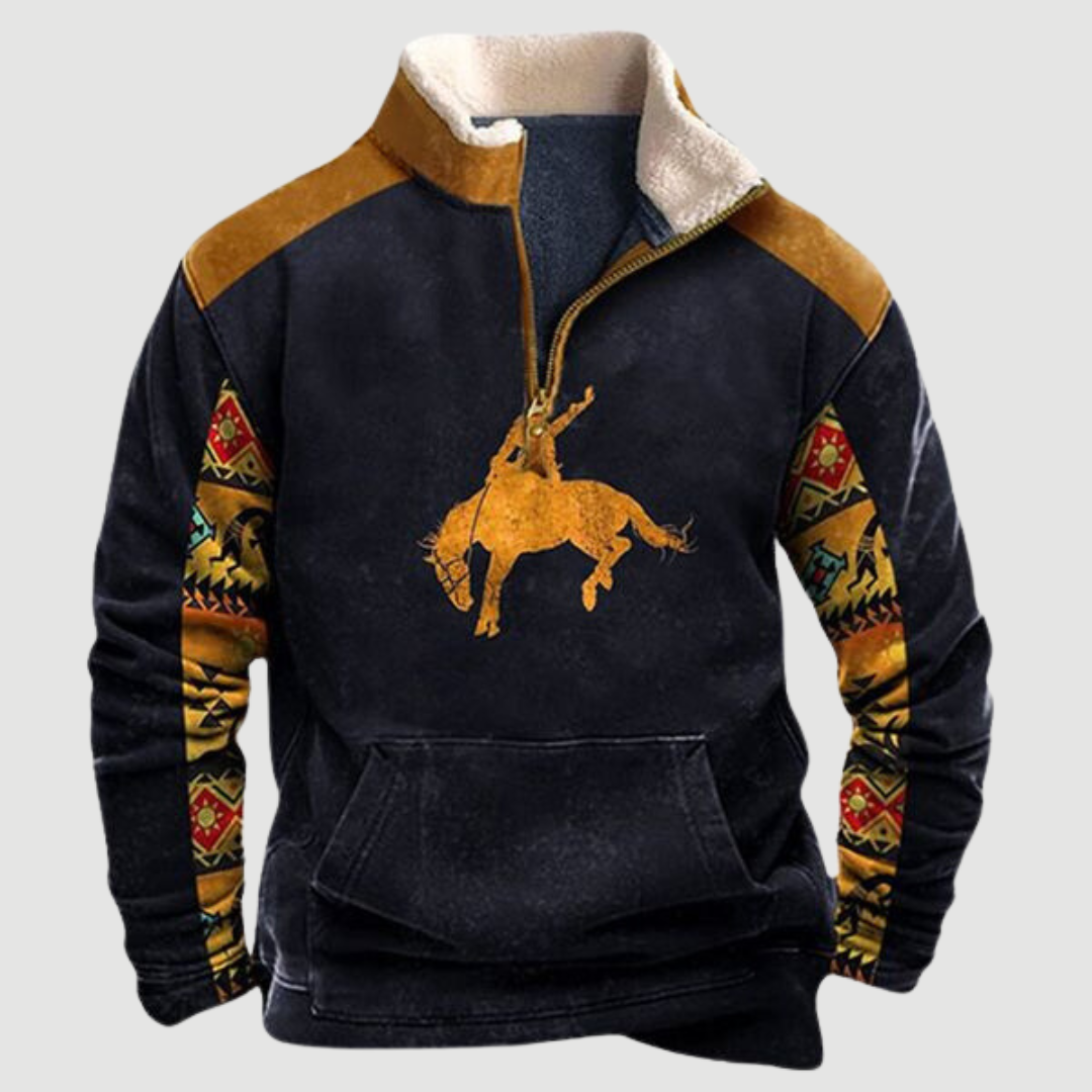 Vintage Fleece-Winterpullover mit Reißverschluss für Herren - Felix