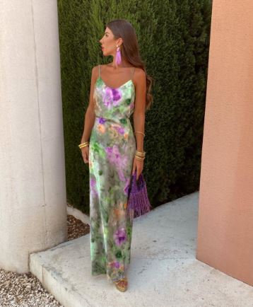 Colorful Halo-Dye Maxi Dress with Removable Scarf - Olivia